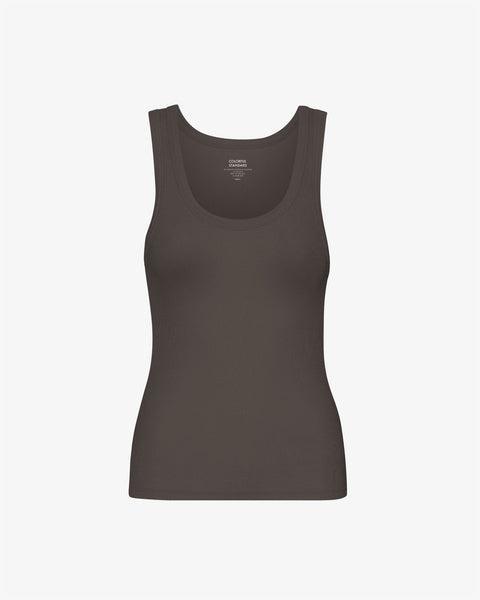 Women Organic Rib Tank Top - Coffee Brown Product Image