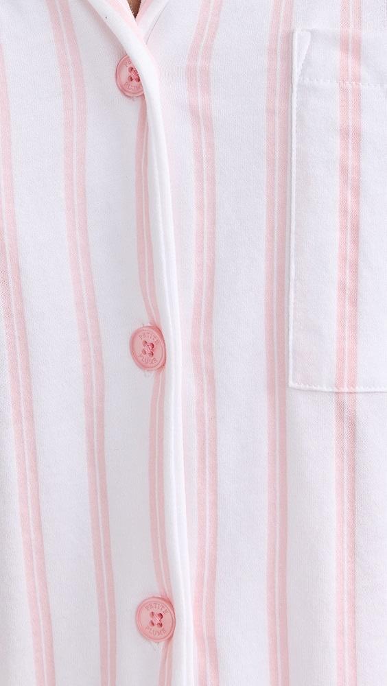 Petite Plume Women's Luxe Pink Stripe Wide Leg Pajama Set | Shopbop Product Image