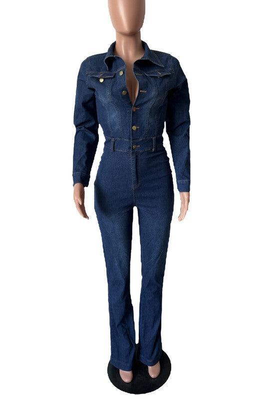 WOMEN DENIM SEXY JUMPSUIT Female Product Image