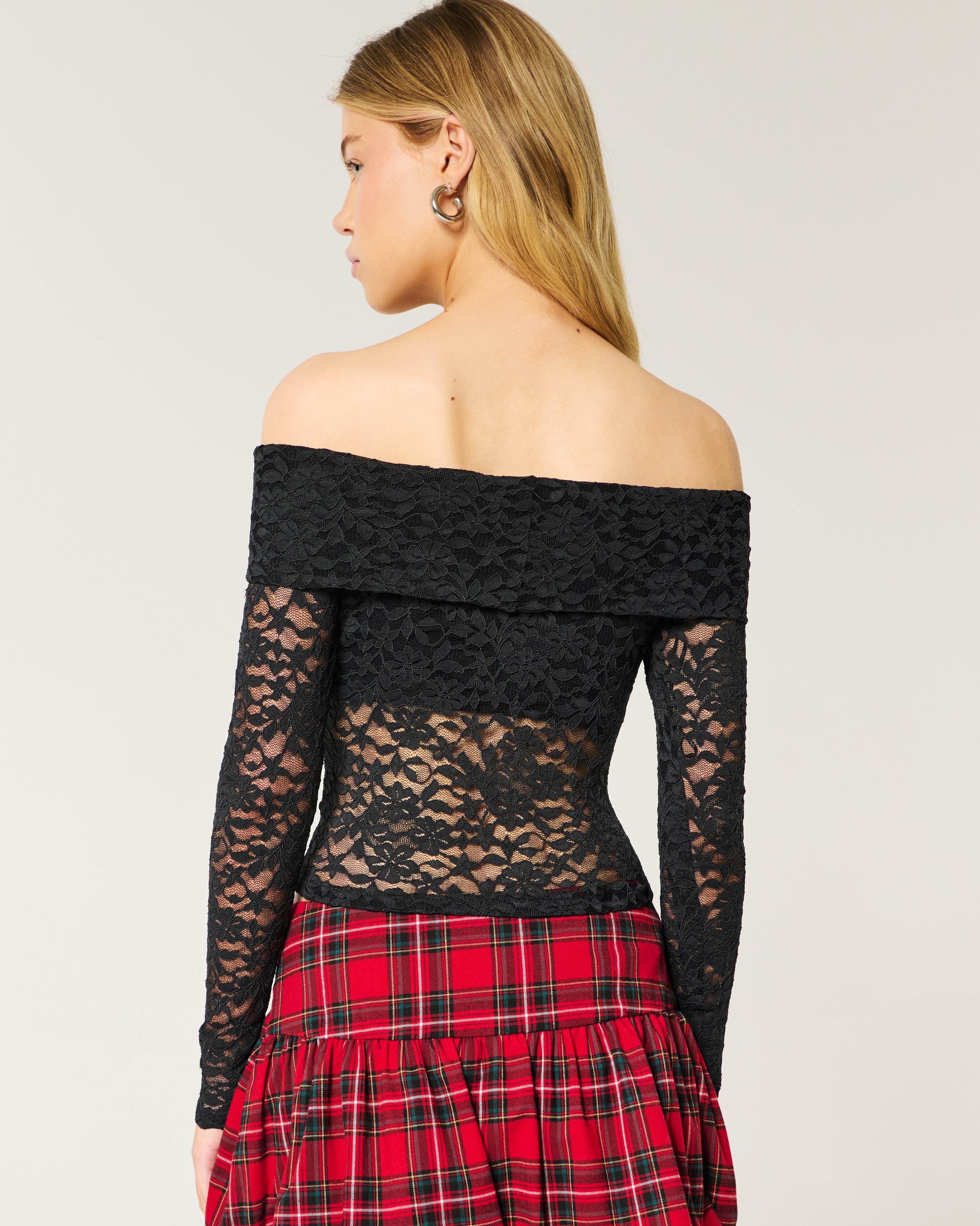 All-Over Lace Off-the-Shoulder Top Product Image