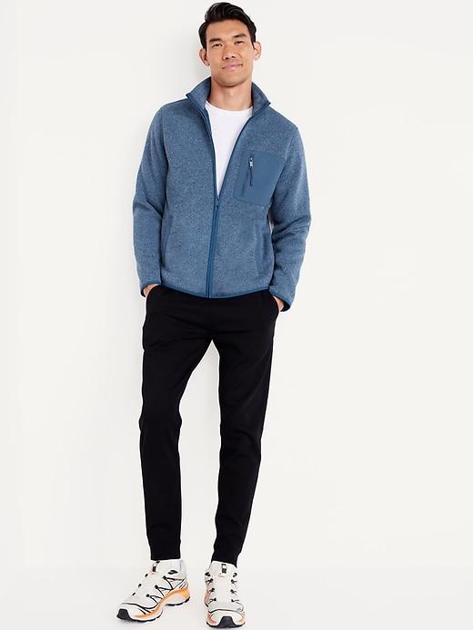 Sherpa-Lined Sweater Fleece Zip Jacket Product Image