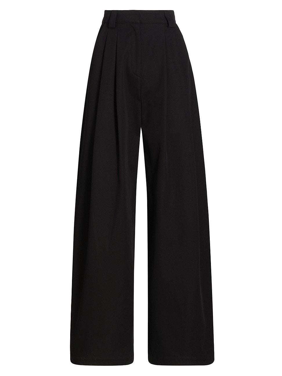 Womens Pleated Wide-Leg Wool Pants Product Image