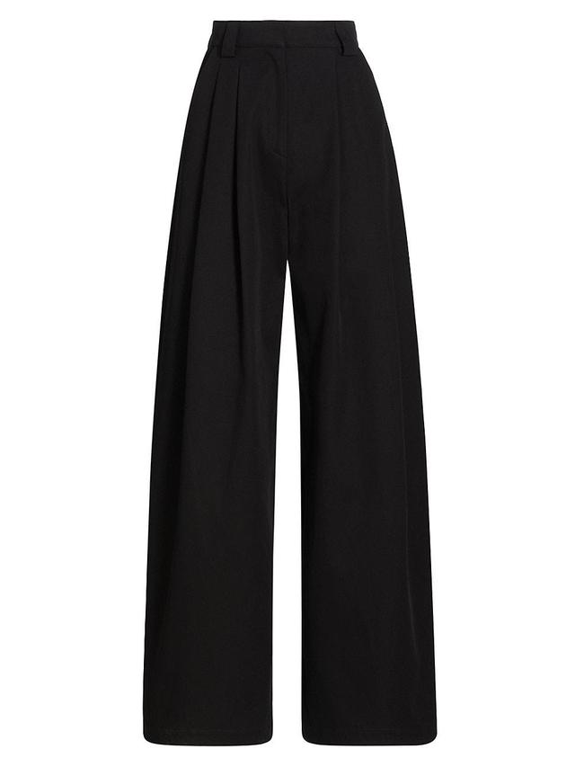 Womens Pleated Wide-Leg Wool Pants Product Image