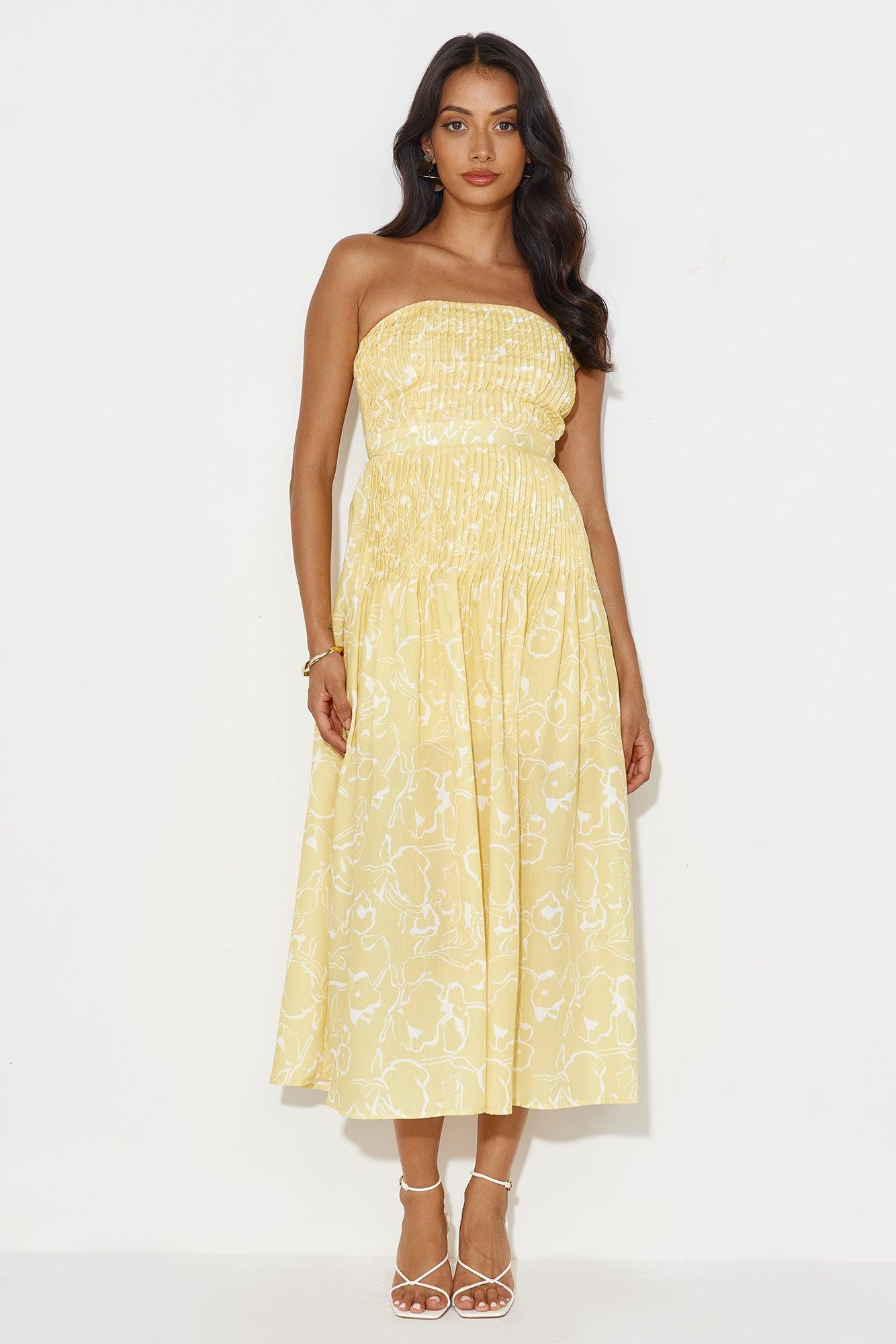 Tropical Scent Strapless Midi Dress Yellow product image