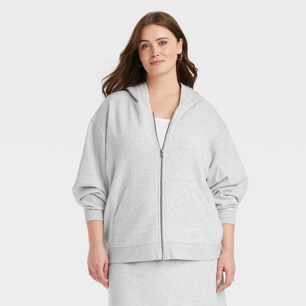 Womens Oversized Hooded Zip-Up Sweatshirt - Universal Thread Heather XXL Product Image