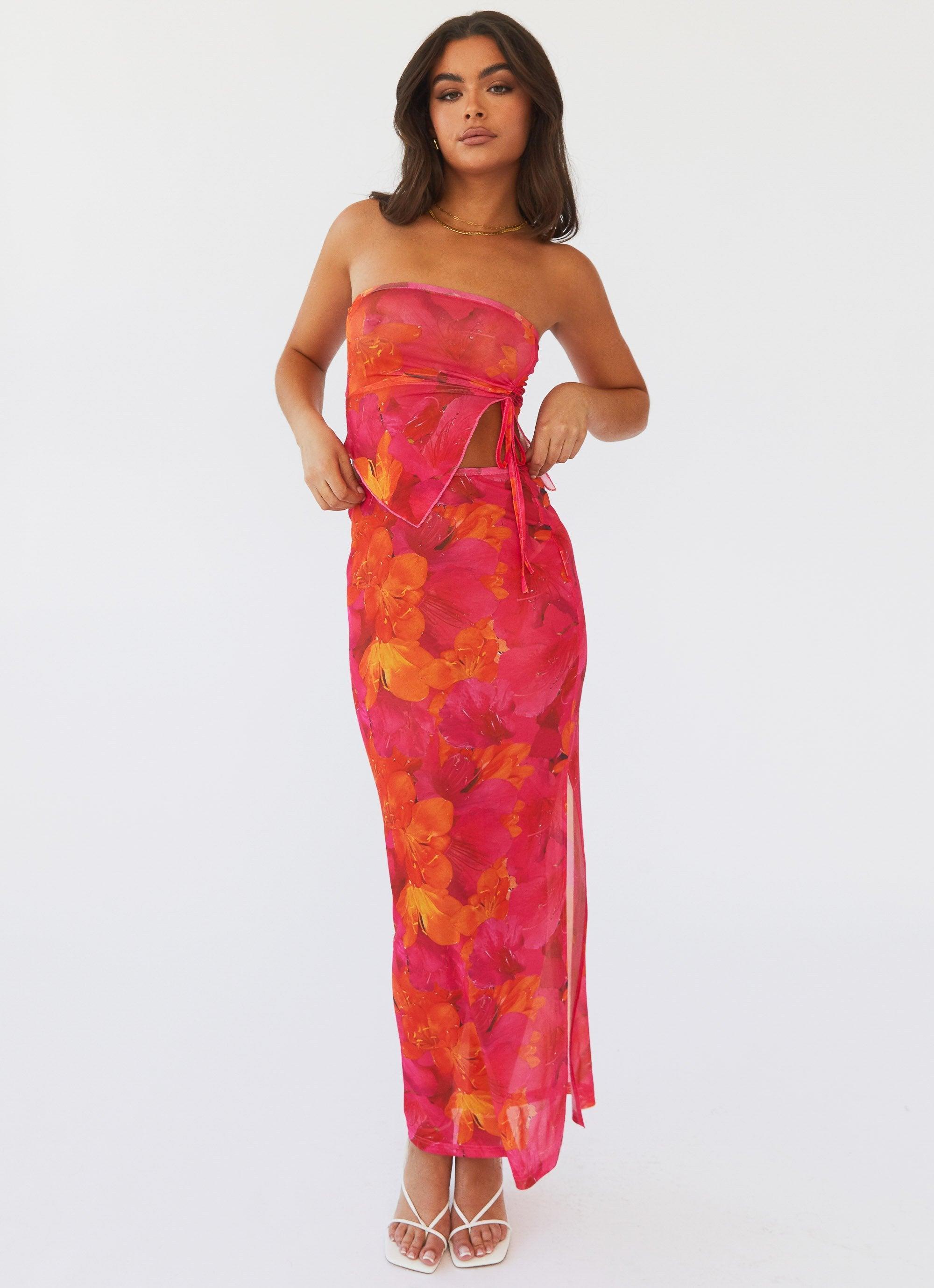 Rooftop Party Mesh Maxi Skirt - Floral Sun Product Image