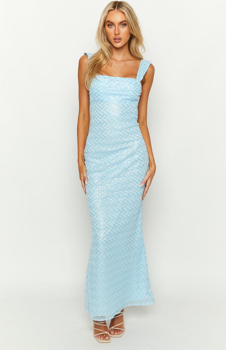 Ella Blue Sequin Maxi Dress Product Image