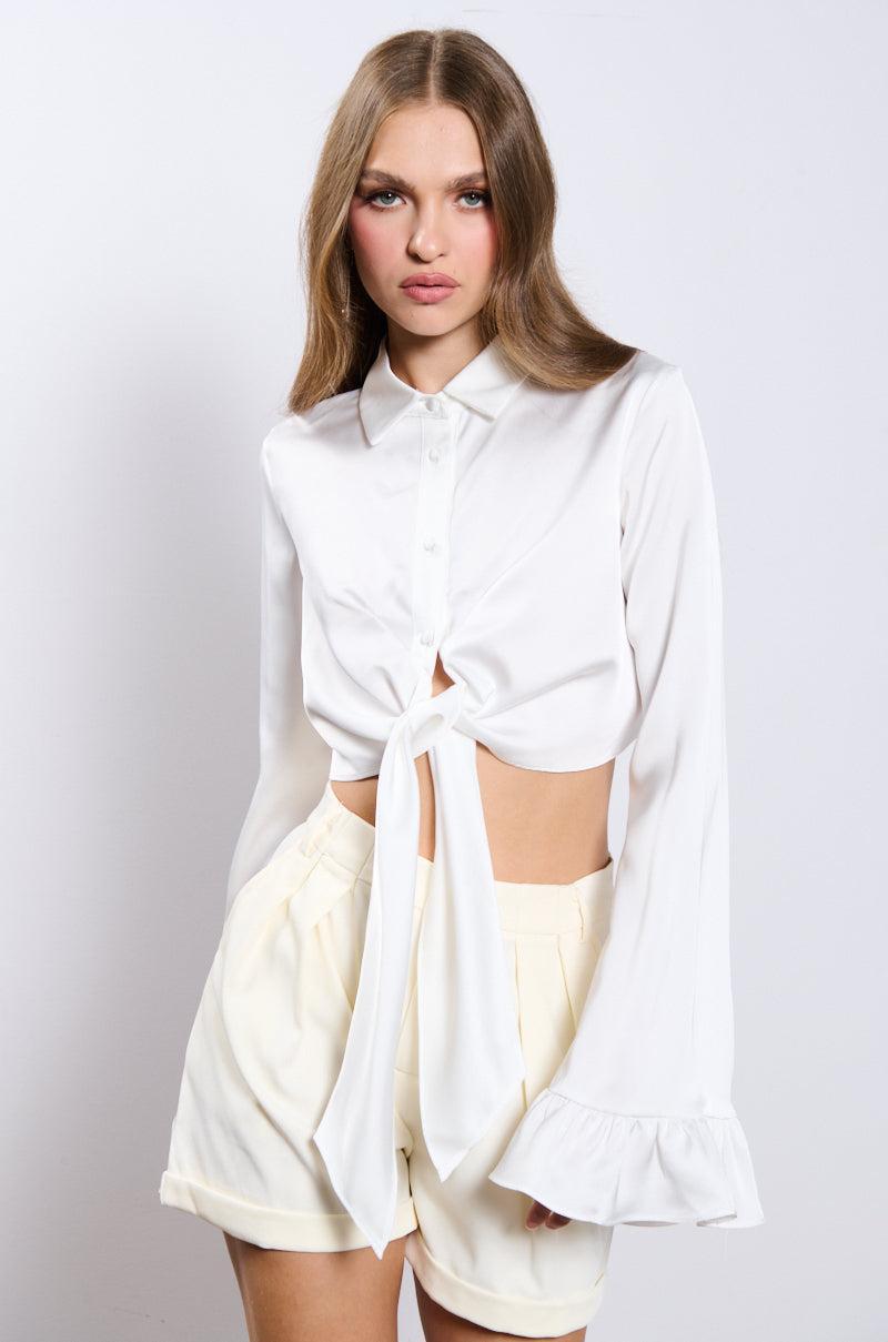 CANT LET YOU GO TIE FRONT BLOUSE Product Image