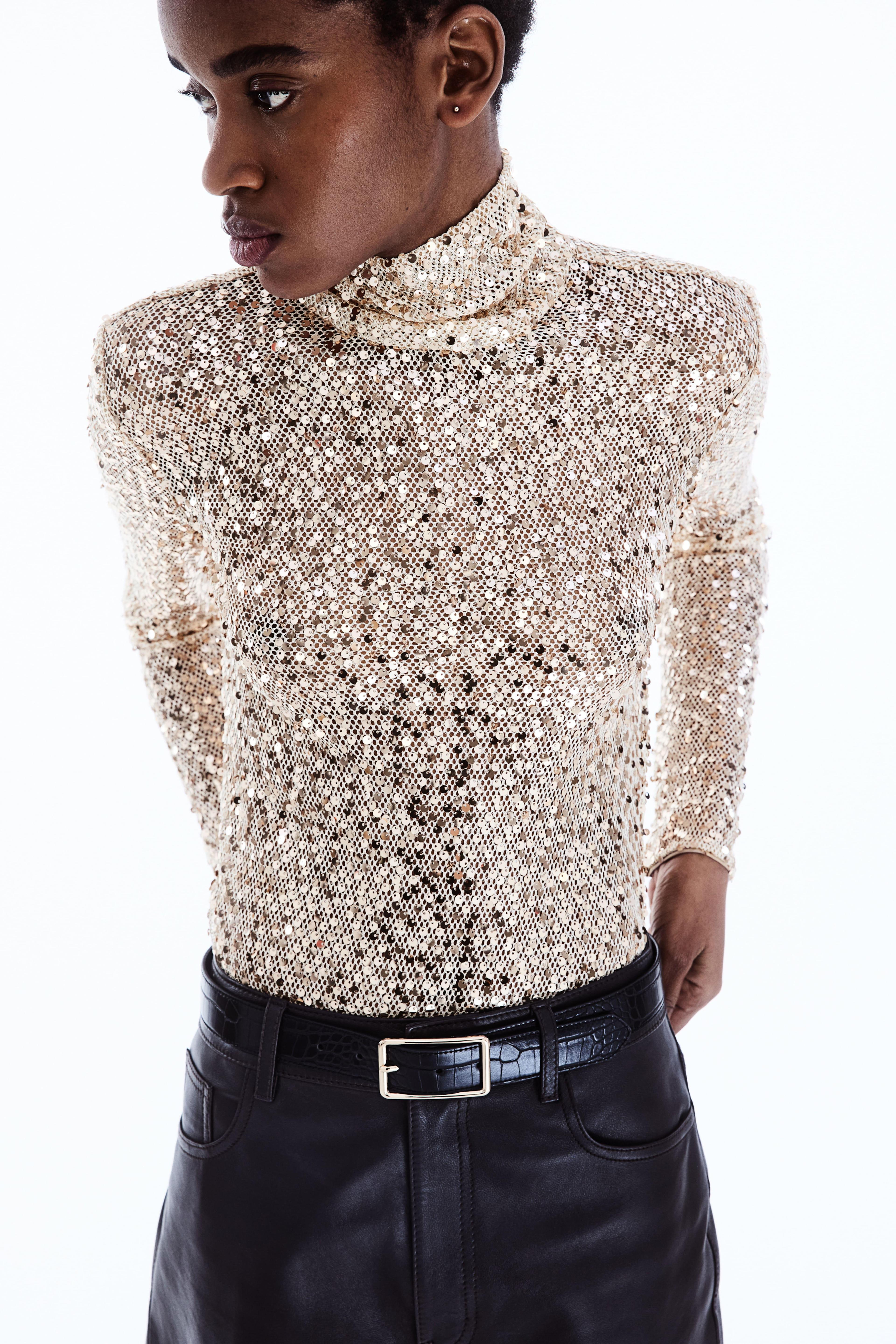 Sequined turtleneck top product image