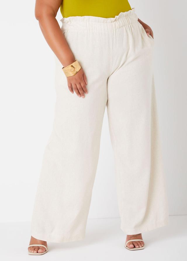 Plus Size Gathered Linen Blend Pants Ashley Stewart Product Image