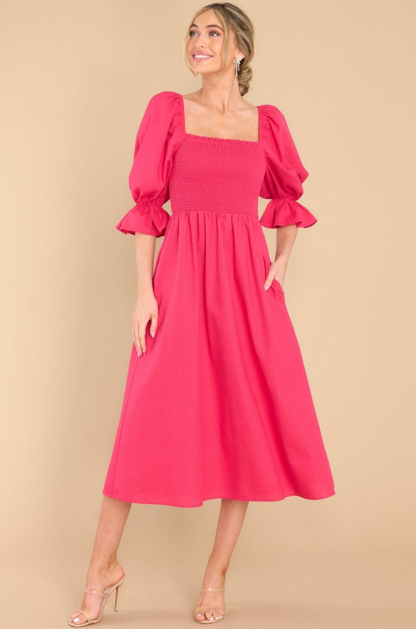 Aura Enjoy The View Lipstick Midi Dress Pink Product Image