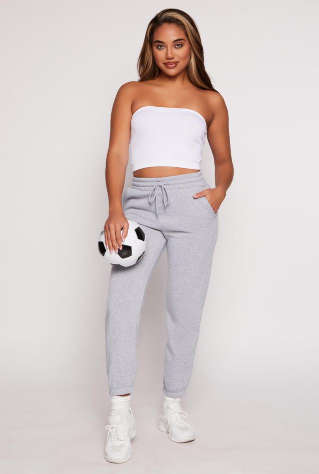 Womens Fleece Drawstring High Waist Joggers Product Image