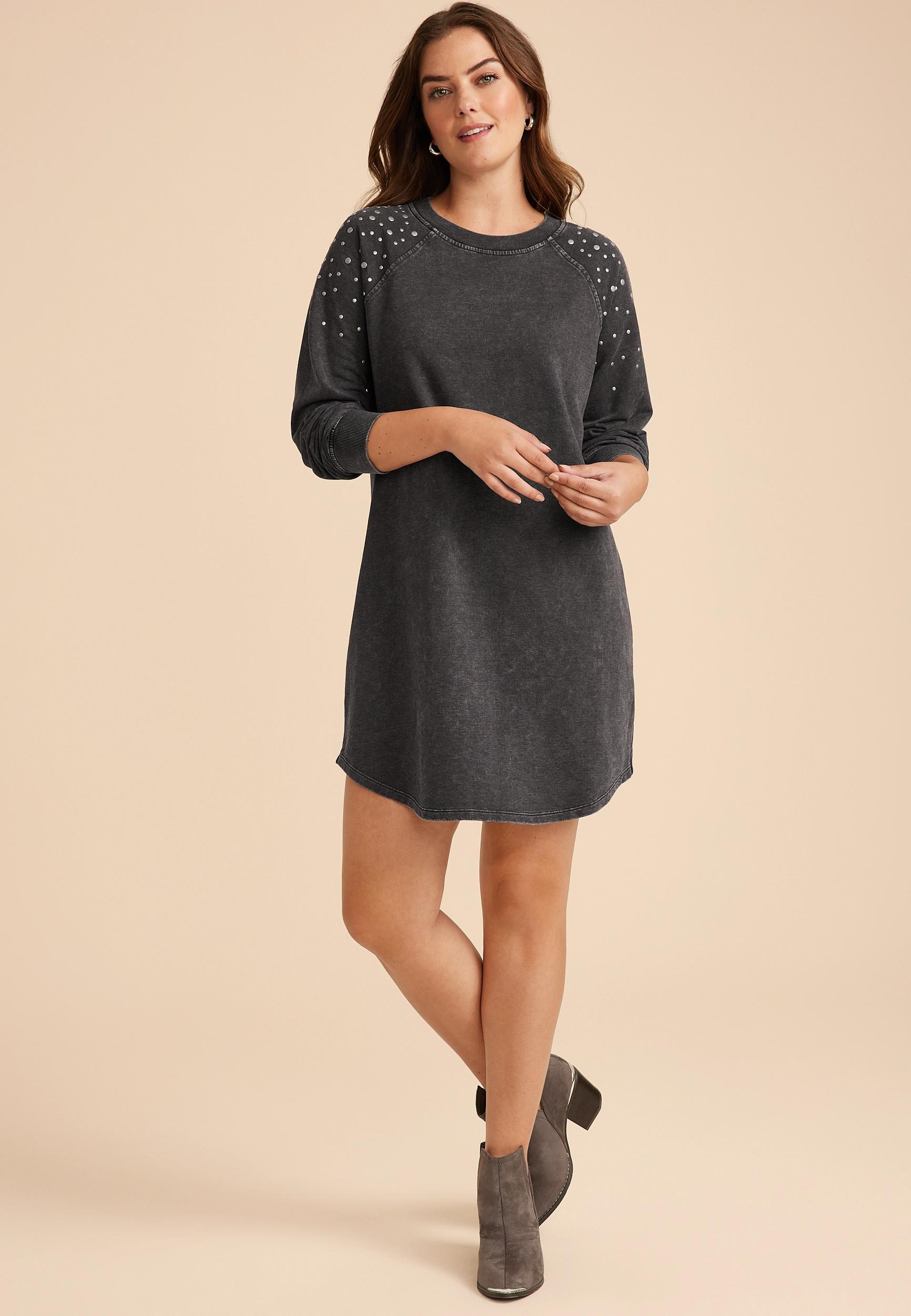 Studded Sweatshirt Dress Product Image