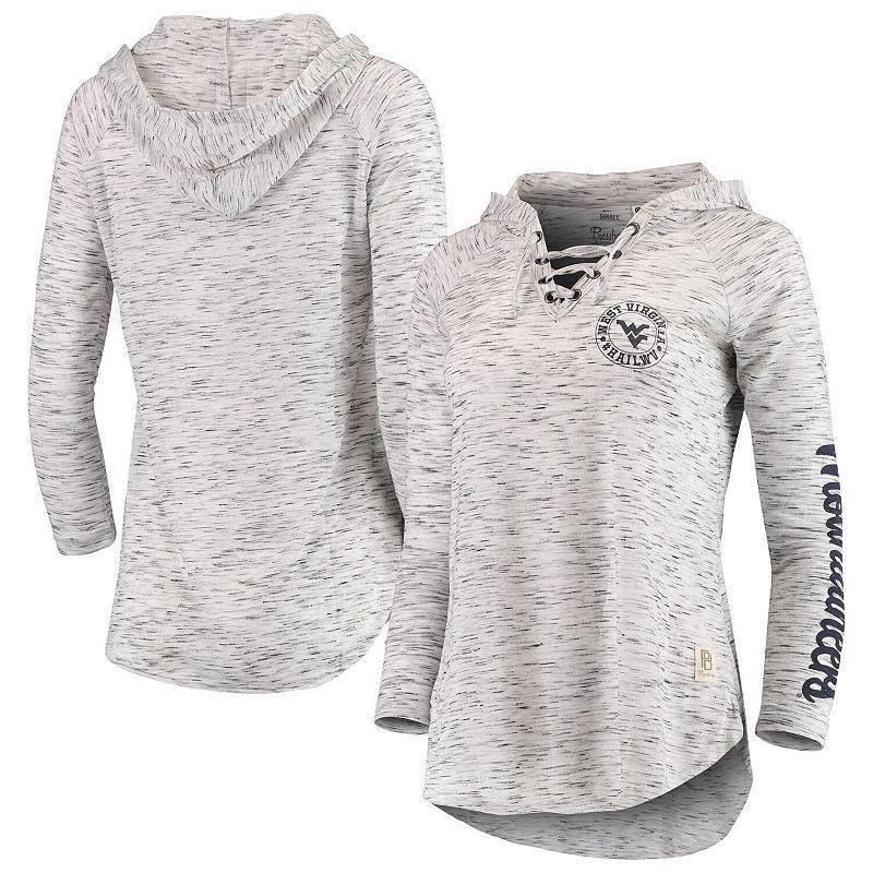 Womens Pressbox Gray West Virginia Mountaineers Space Dye Lace-Up V-Neck Long Sleeve T-Shirt Product Image