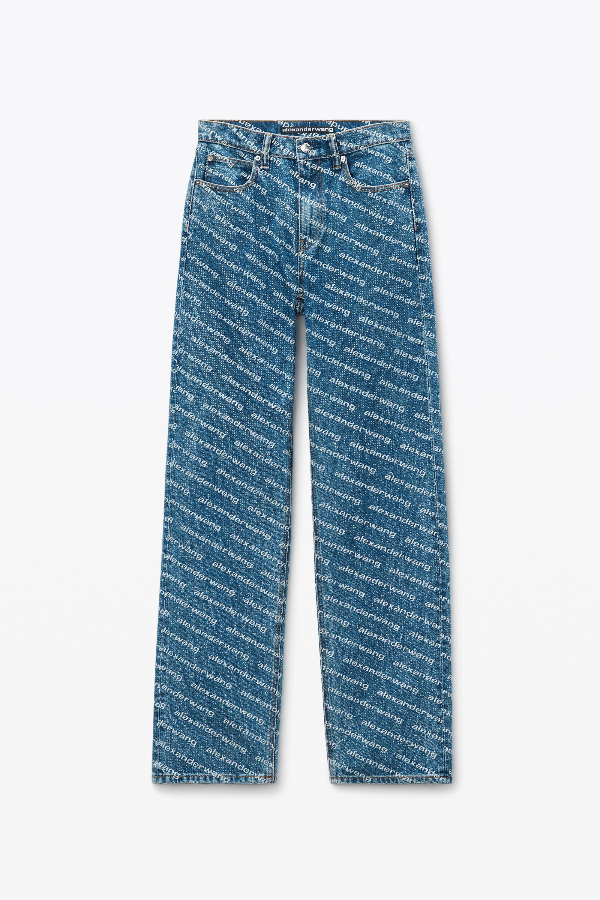 Ez Mid Rise Jeans In Logo Crystal Hotfix Product Image