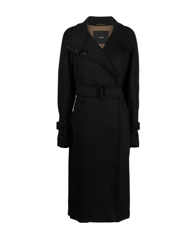 MAX MARA Belted High-neck Oversize Coat In Black Product Image