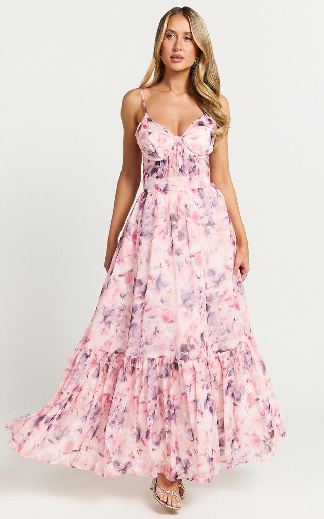 Amalie The Label - Martia Strappy Corset Flare Dress in Adeline Floral Print Product Image