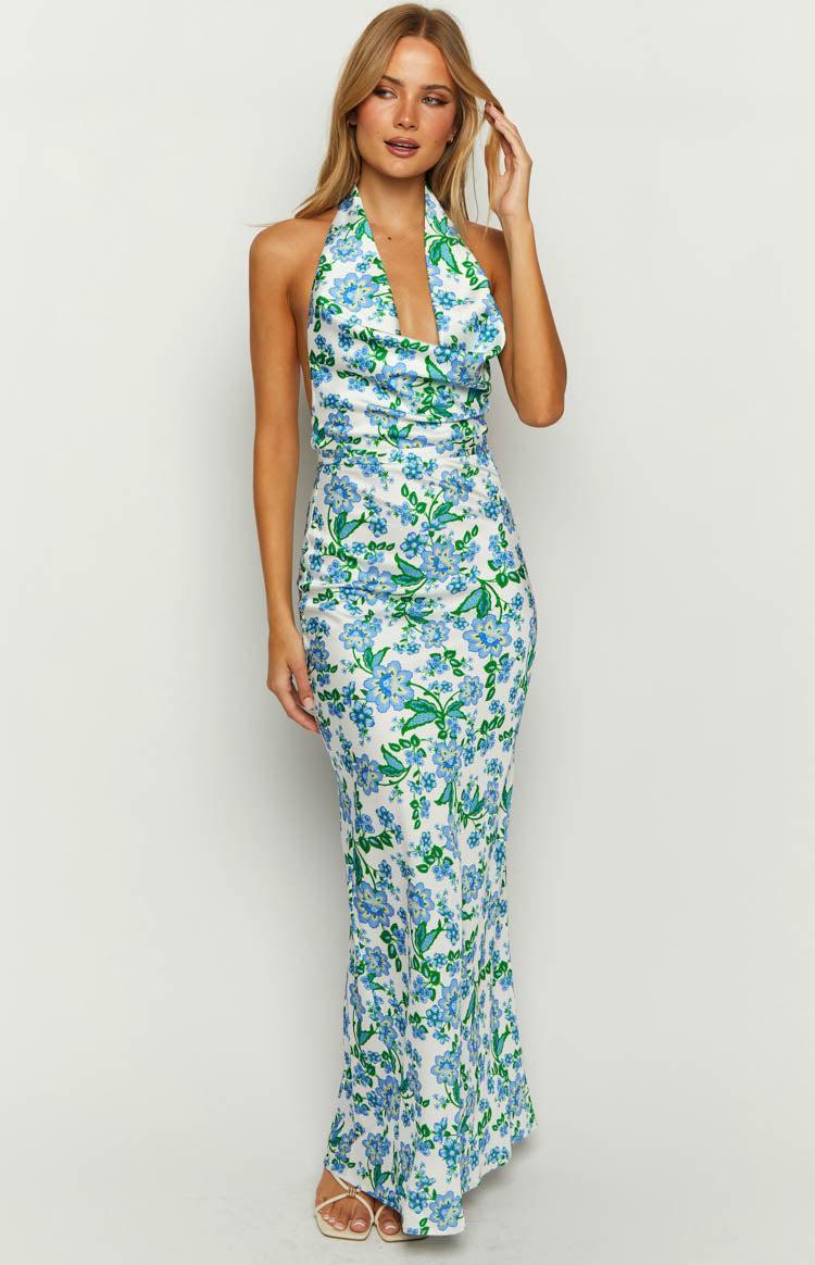 Marcella Blue Floral Formal Maxi Dress Product Image