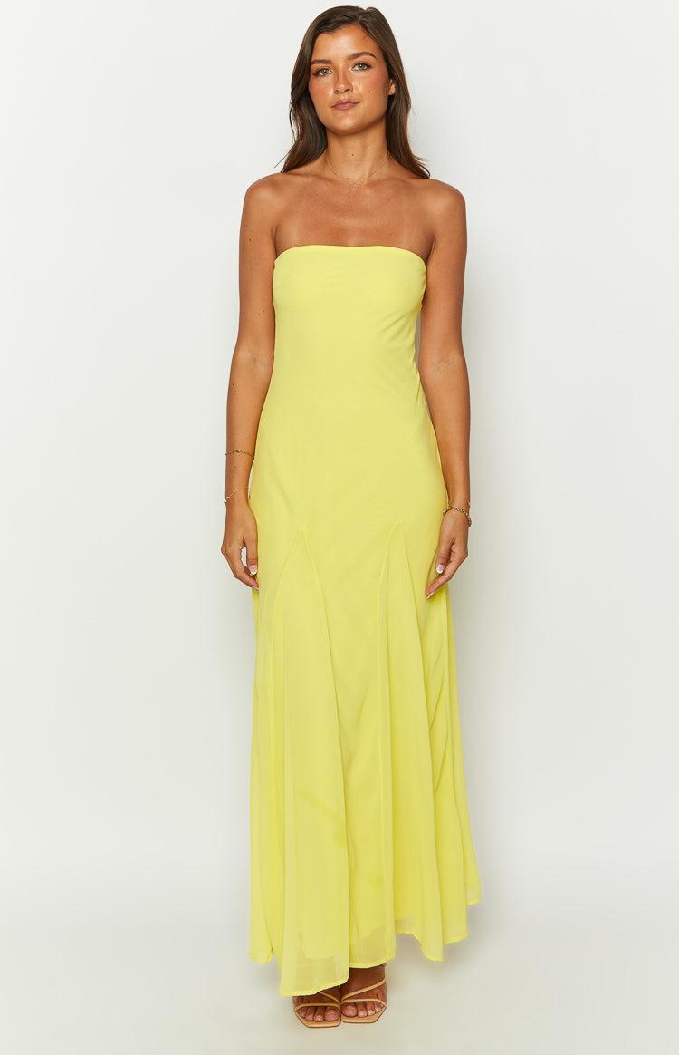 Myka Yellow Strapless Maxi Dress Product Image