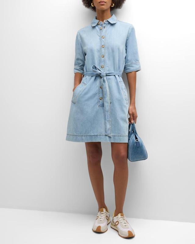 Belted Denim Shirtdress Product Image