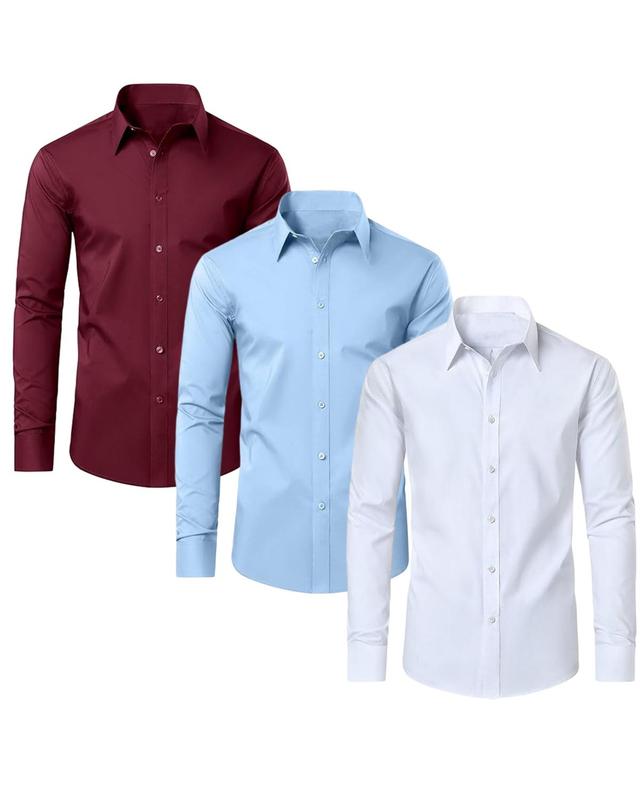 Blue Ice Mens Long Sleeve Classic Dress Shirt- 3 Pack Product Image