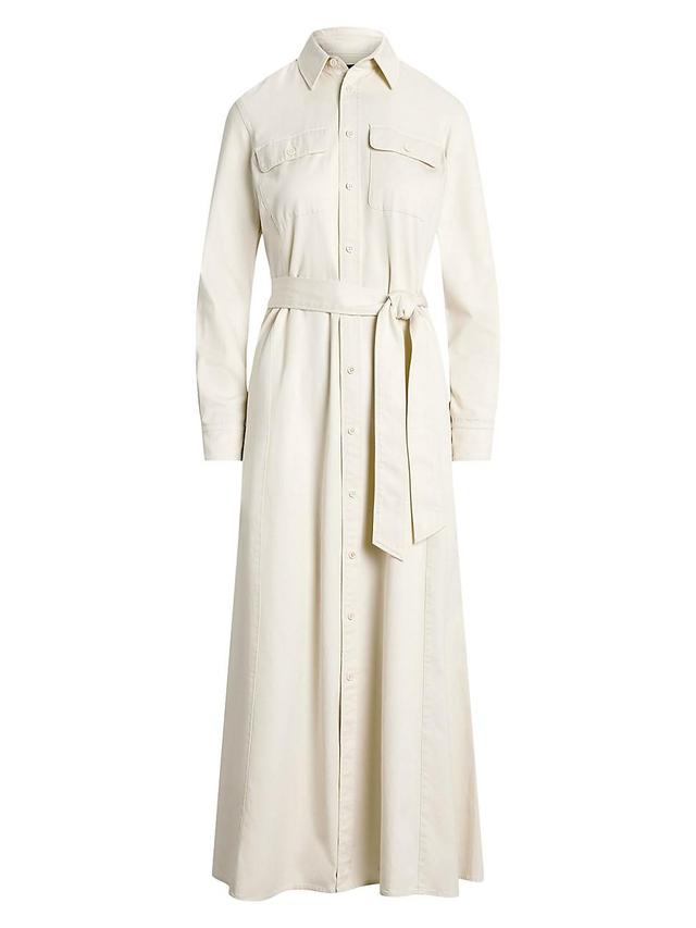 Womens Cotton Twill Tie-Waist Shirtdress Product Image