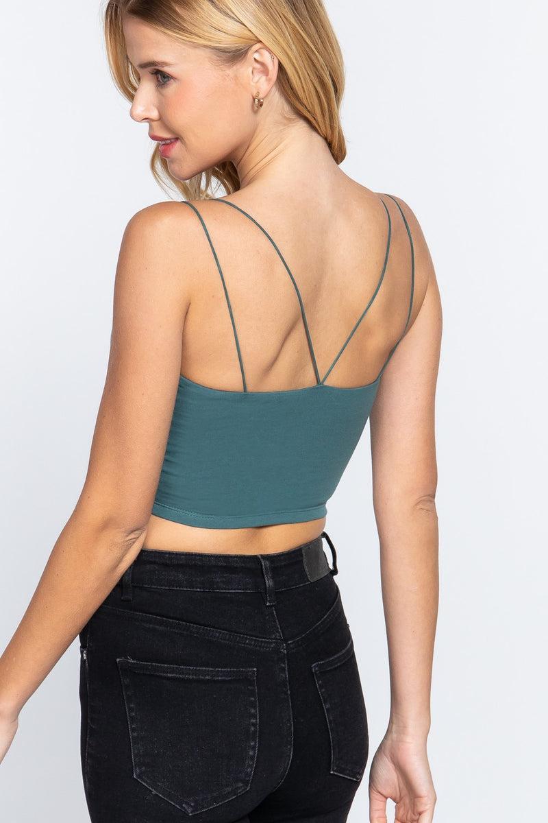 Round Neck Two Ply Cami Crop Top Product Image