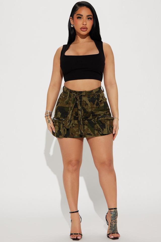 Highest Vibe Cargo Mini Skirt - Olive/combo Product Image