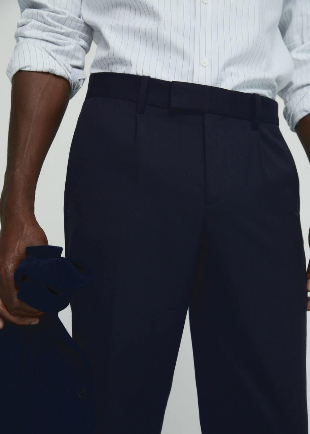 MANGO MAN - Pleat detail wool pants navyMen Product Image