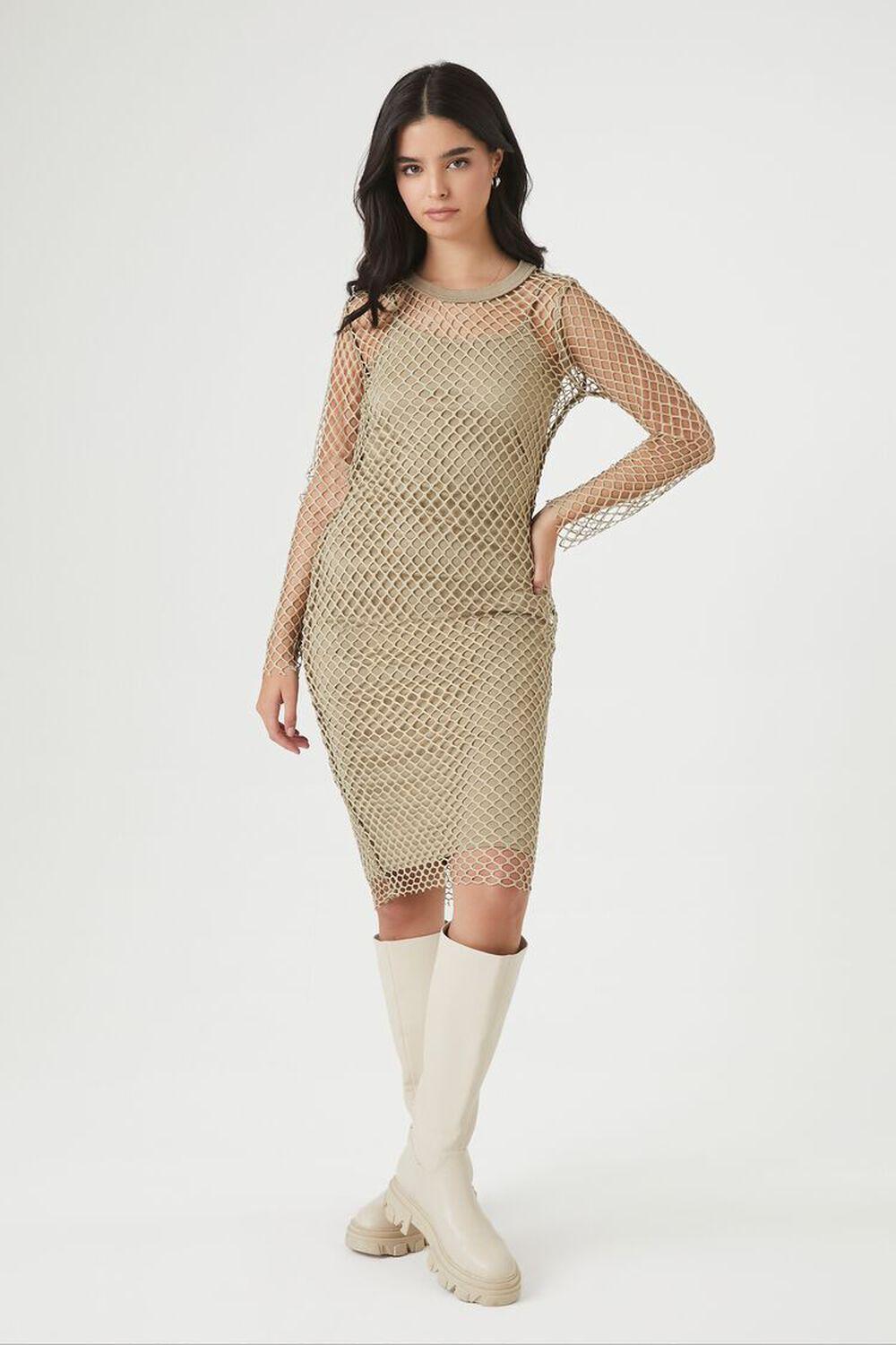 Netted Glitter Knit Combo Dress | Forever 21 Product Image