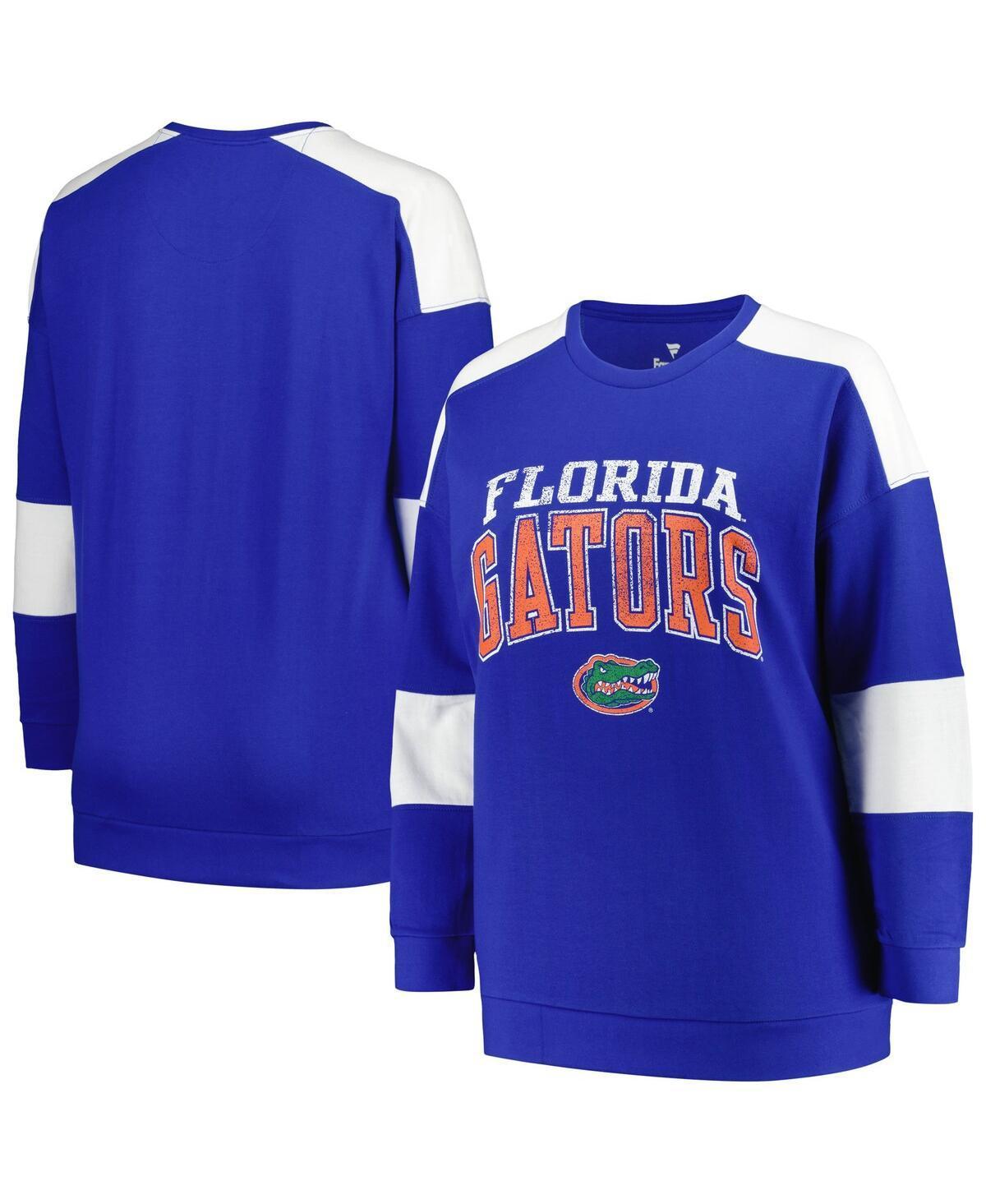 Womens Profile Royal Florida Gators Plus Size Striped Pullover Sweatshirt Product Image