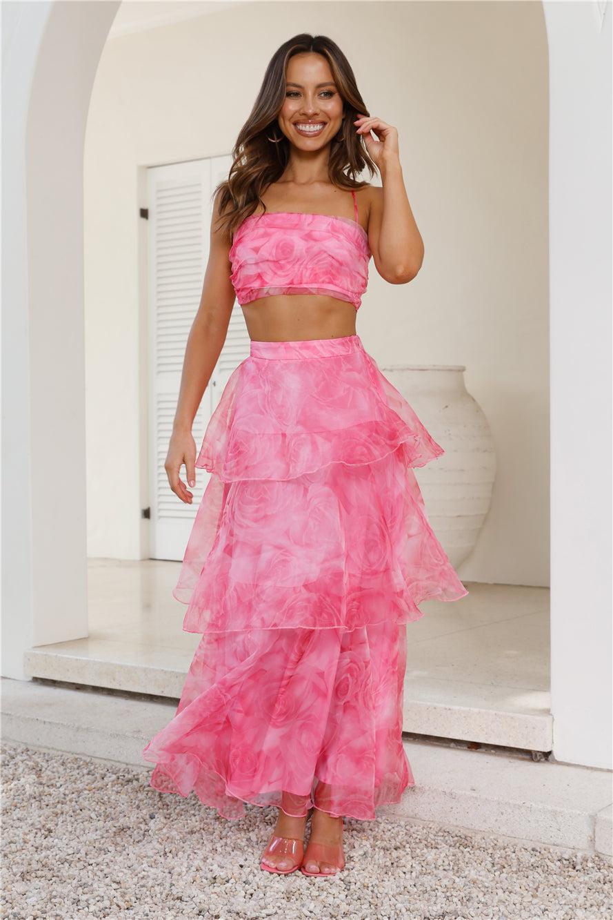 Worthy Of Roses Frill Crop Top Pink Product Image