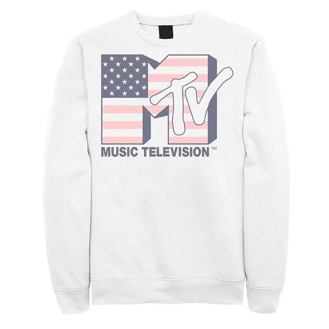 Mens MTV Distressed American Flag Logo Graphic Fleece Product Image