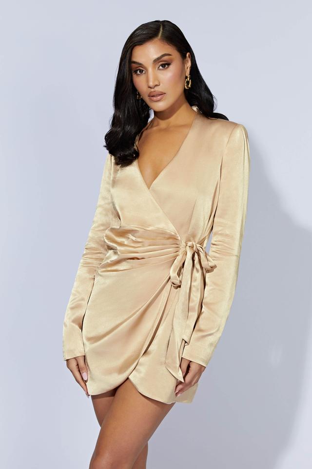 Saira Tie Up Mini Dress - Wheat Product Image