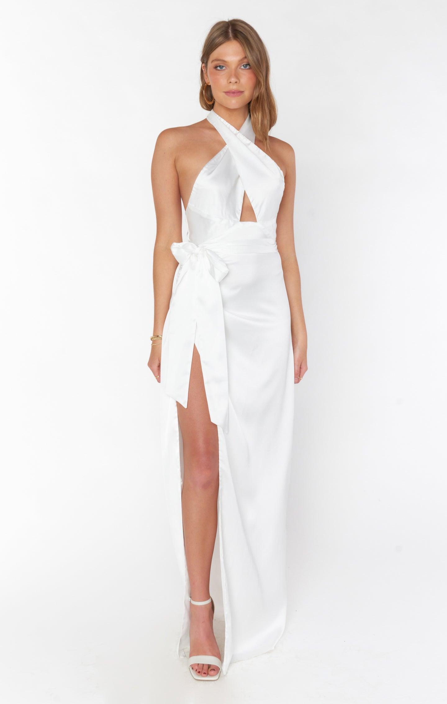 Adele Halter Maxi Dress ~ Ivory Luxe Satin Product Image