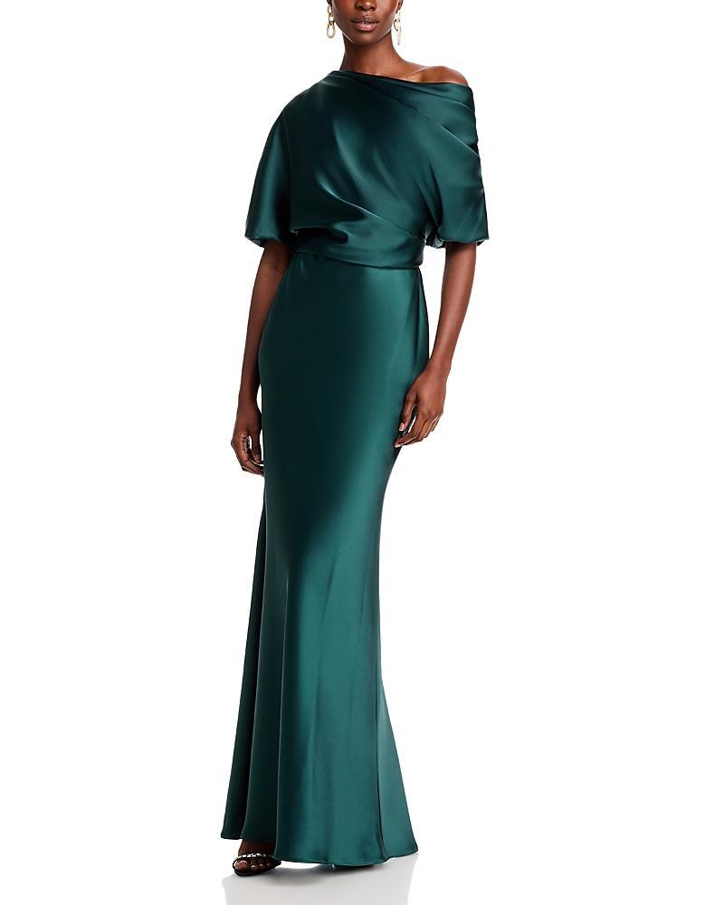 Womens Satin One-Shoulder Gown Product Image