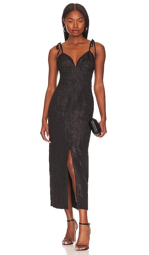 BCBGMAXAZRIA Womens Pleated Midi Cocktail Dress - Black Product Image