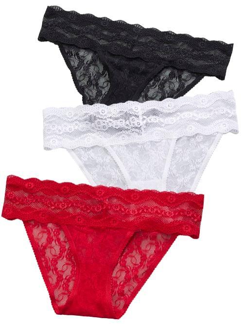 b.temptd by Wacoal Womens 3-Pk. Lace Kiss Bikini Underwear 970682 - Rose Smoke/ Au Natural/ Product Image