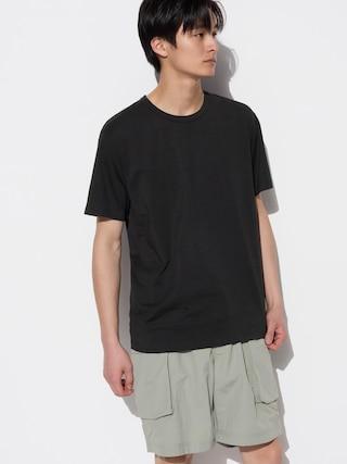 Mens Airism Cotton Crew Neck T-Shirt with Odor Control Black 2XL UNIQLO US Product Image