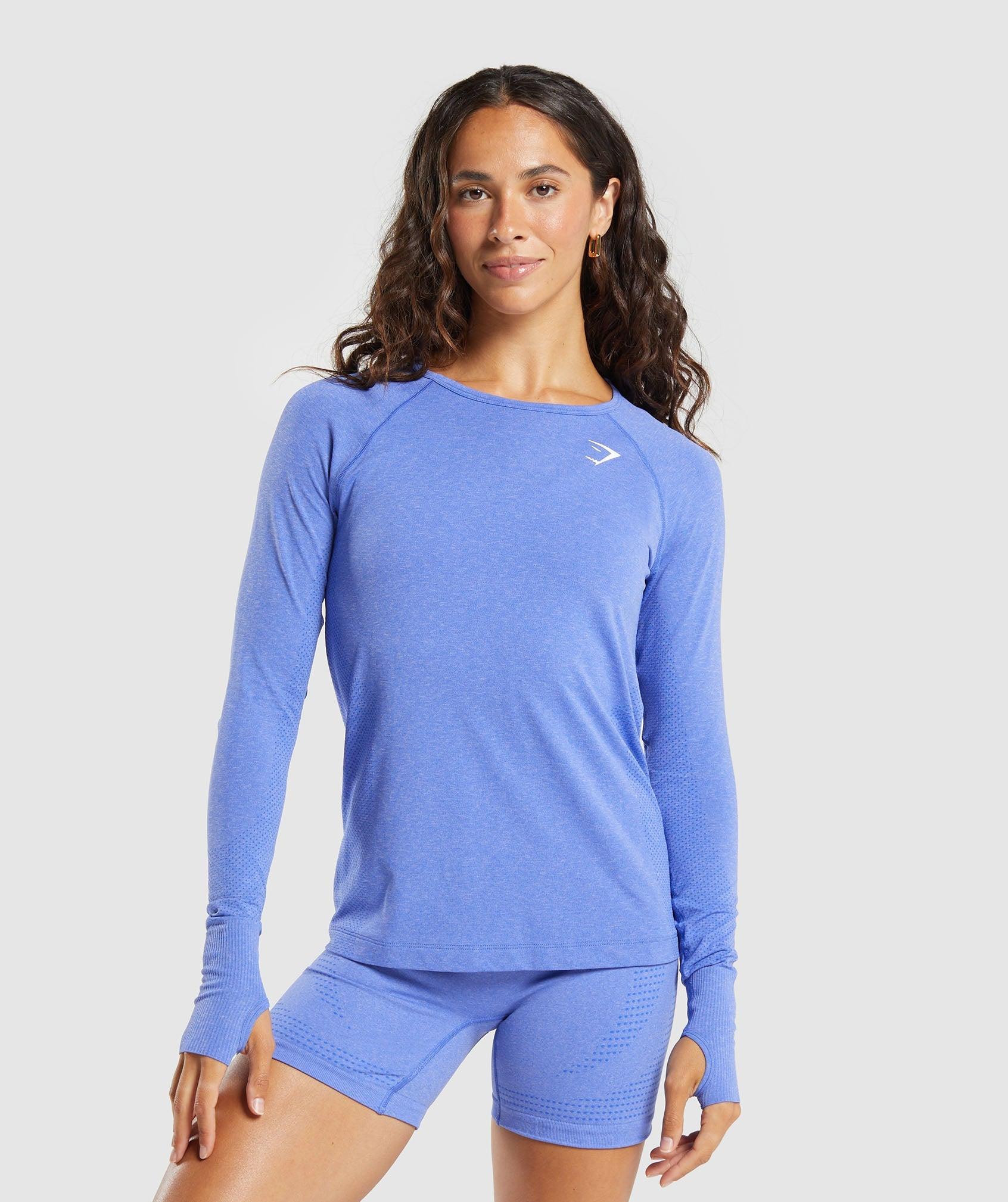 Gymshark Vital Seamless Light Long Sleeve Top - Lift Blue/ Marl Female Product Image