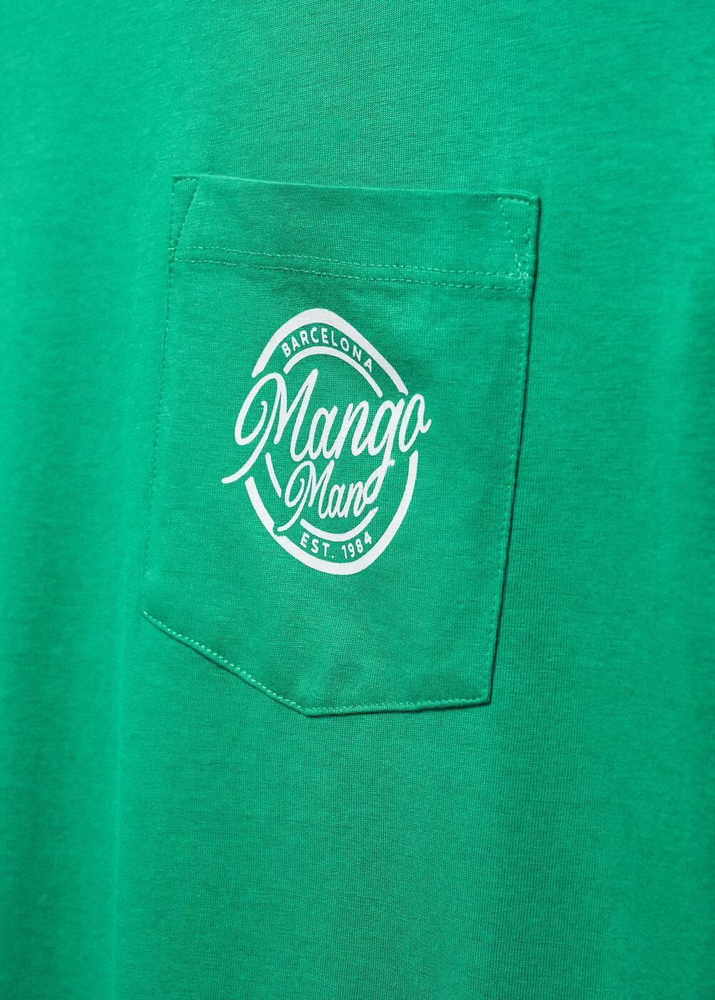 MANGO MAN - 100% cotton t-shirt with logo emerald greenMen Product Image