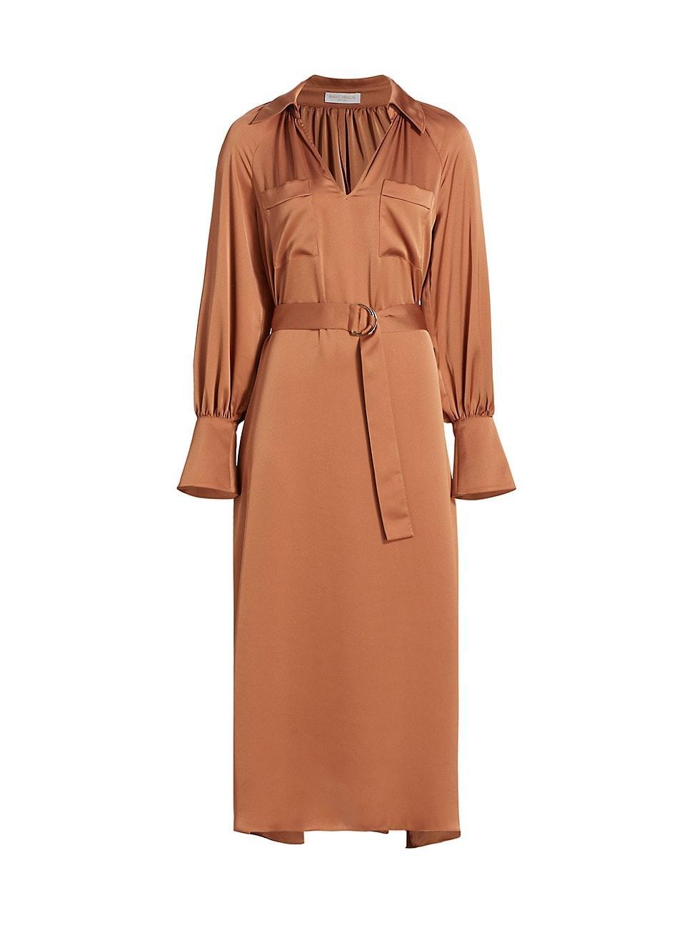 Cecilia Satin Midi Shirtdress Product Image