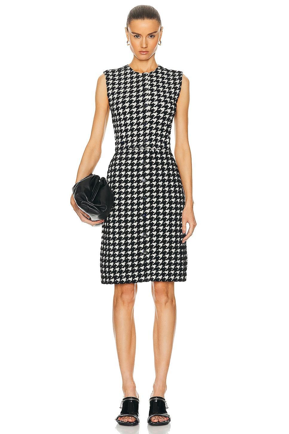 Houndstooth Button Sleeveless Dress Product Image