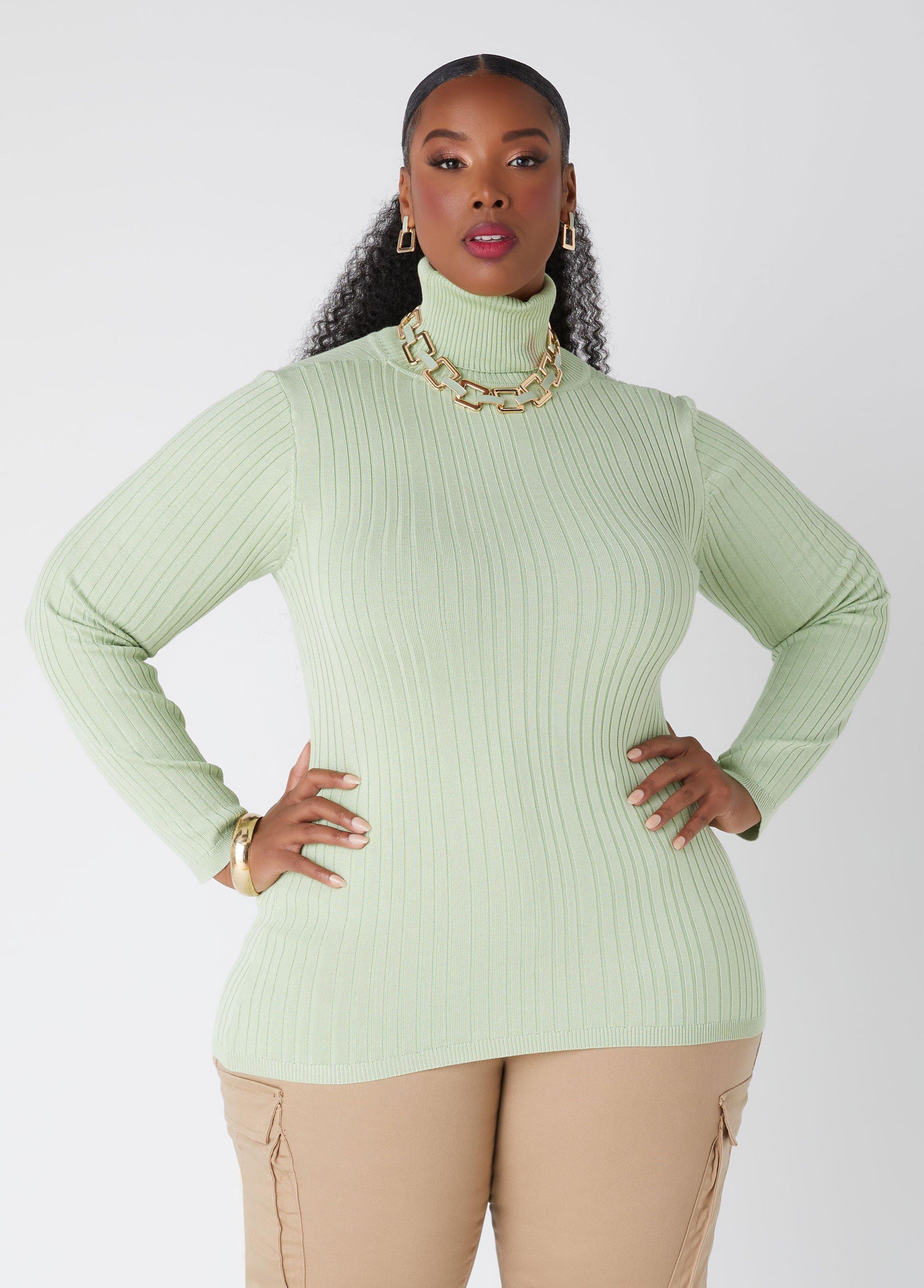 Plus Size Ribbed Pullover Turtleneck Sweater, - Ashley Stewart Product Image