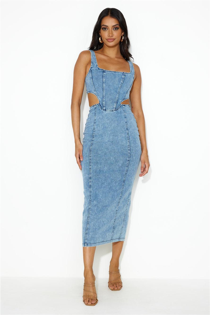 Made To Measure Midi Dress Denim Product Image