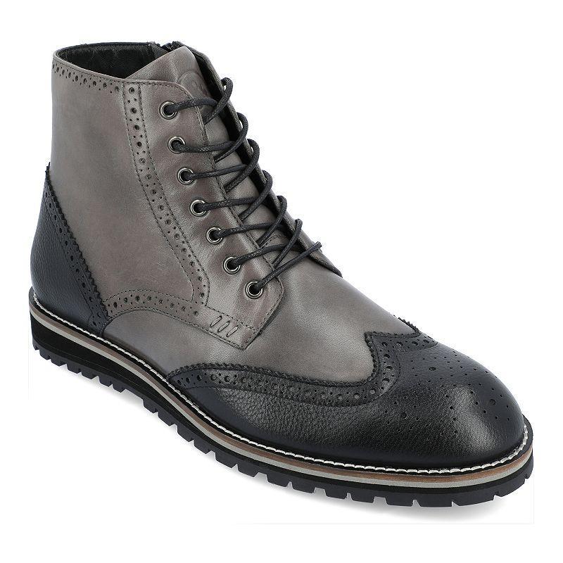 Thomas & Vine Elijah Wingtip Mens Leather Ankle Boots Grey Product Image