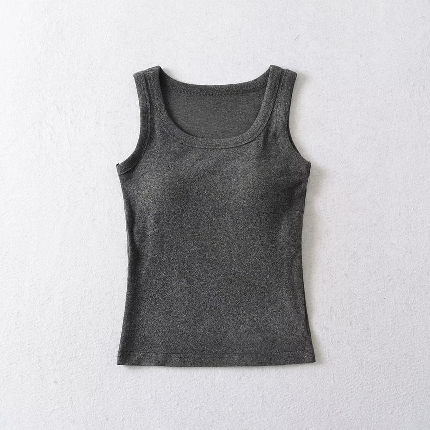 Scoop Neck Padded Slim Fit Tank Top Product Image