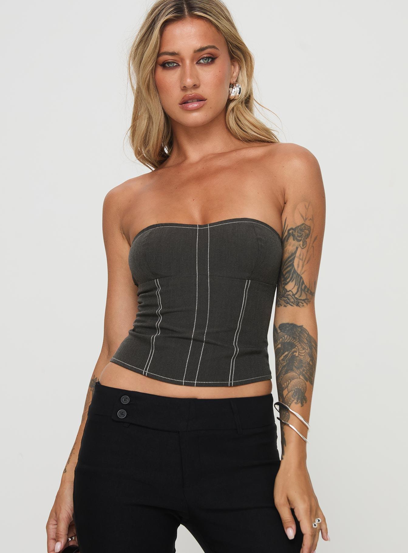 Vacke Strapless Top Grey Product Image