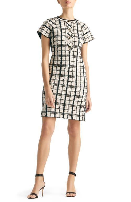 St. John Collection Plaid Raglan Sleeve Tweed Knit Sheath Dress product image