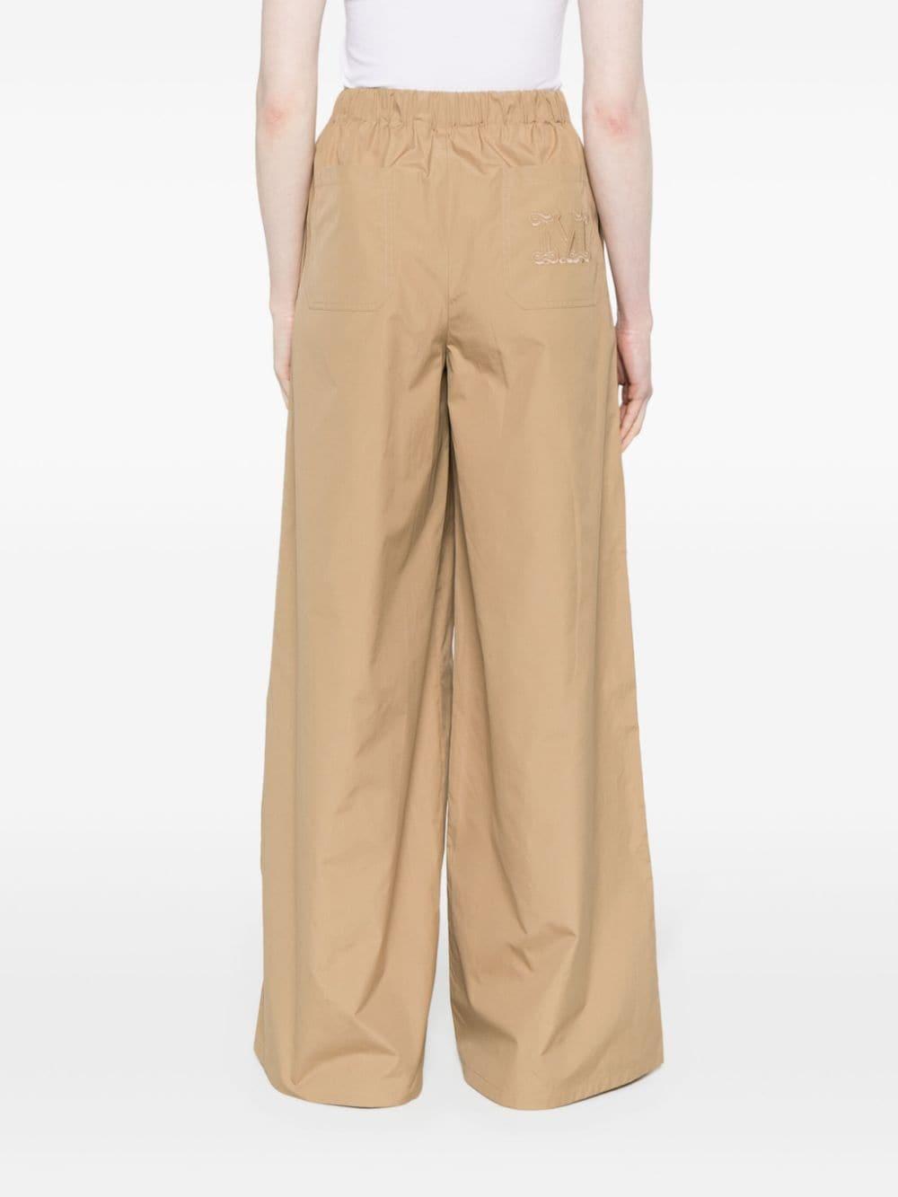 MAX MARA Wide-leg Cotton Trousers In Neutrals Product Image